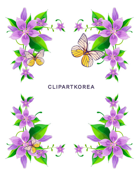 Purple flower text box vector vector template text box lace flowers decorative patterns butterflies border Beautiful flowers   