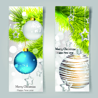 Shiny Christmas balls banner design vector 02 shiny christmas banners banner   