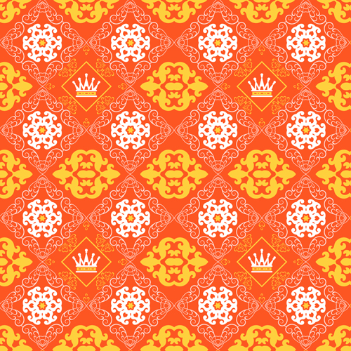 Retro floral with crown vector seamless pattern 06 seamless Retro font pattern floral crown   