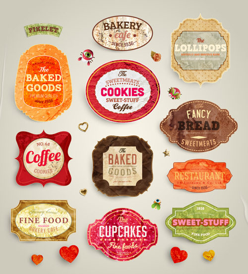 Cute Food Labels design vector 01 labels label food label food cute   