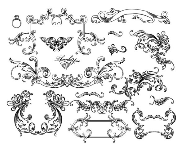 Fine Ornaments lace and Borders vector graphic 08 ornaments ornament lace fine borders border   