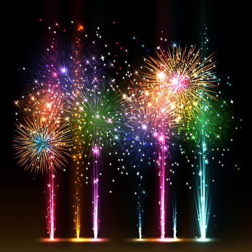 Multicolor Fireworks holiday vector 02 Works multicolor holiday   
