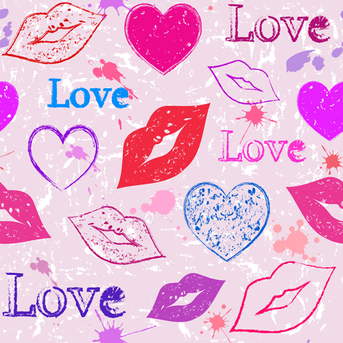 Lips with love seamless pattern vector seamless pattern love lips   