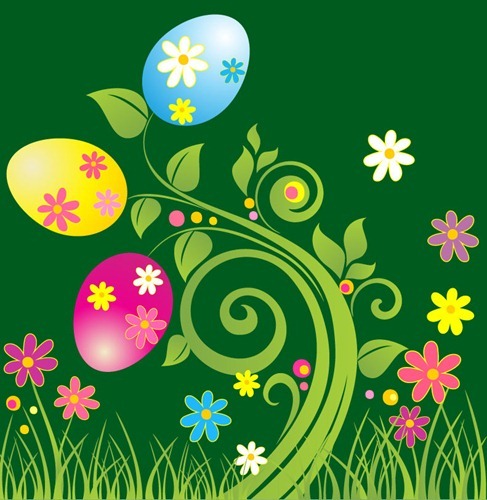 Easter Egg with Green Floral Vector Illustration vector illustration easter egg   