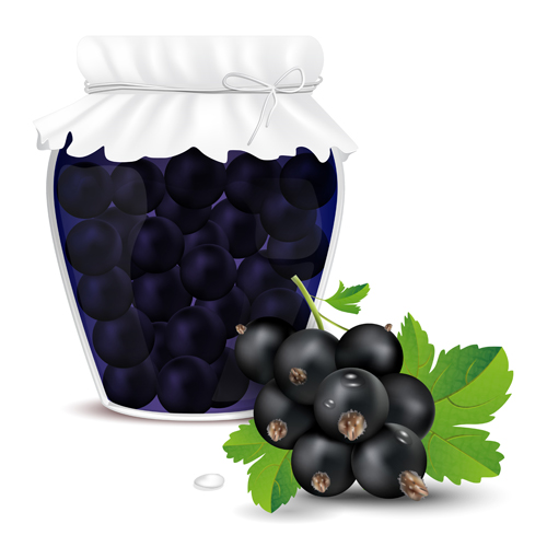 Fresh jam with Jar and fruits vector 02 with jar jam fruits fresh   