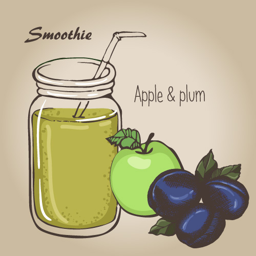 Smoothie fruits drink vector sketch material 06 smooth sketch fruits drink   