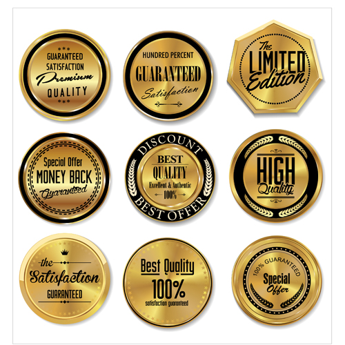 Golden luxury badge vector set 02 luxury golden badge   