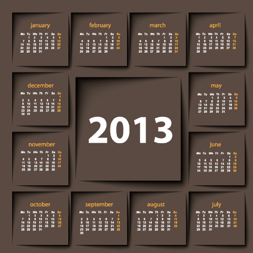 Creative 2013 Calendars design elements vector set 09 elements element creative calendars calendar 2013   