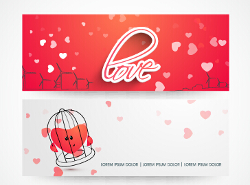 Love with heart banners vector material 01 love heart banners   