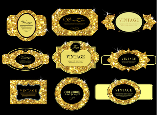 Shiny golden frame design vector set 04 shiny golden frame design   