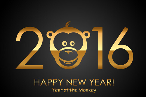 Happy new year 2016 with monkey vectors year new monkey happy 2016   