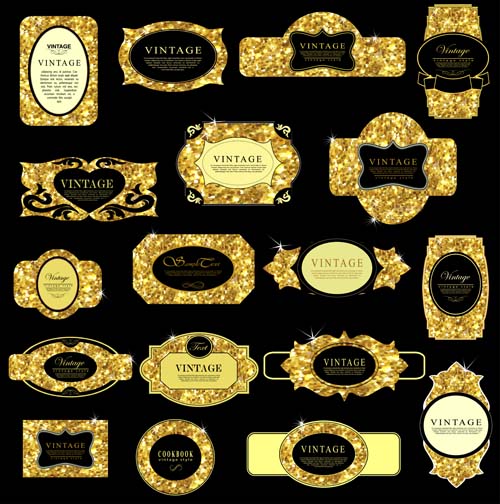 Shiny golden frame design vector set 02 shiny golden frame design   