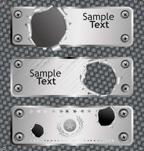 Set of Metal background with hole design vector 01 metal hole   