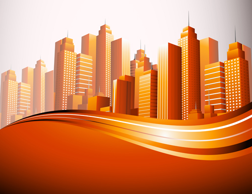 City skyscrapers design vector background set 04 Vector Background skyscrapers city background   