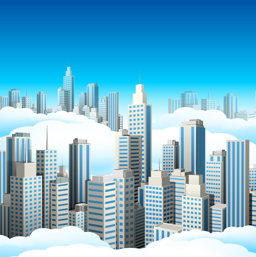 City skyscrapers design vector background set 05 Vector Background skyscrapers skyscraper city background   