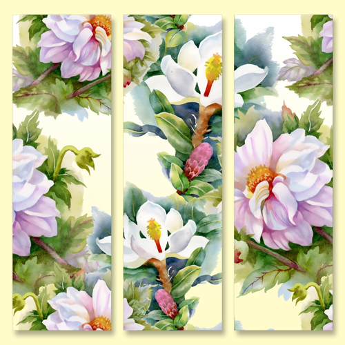 Beautiful flowers design banners vector set 03 Beautiful flowers beautiful banners   