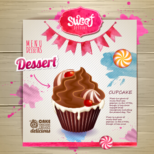 Dessert sweet menu design vector 02 sweet menu dessert   