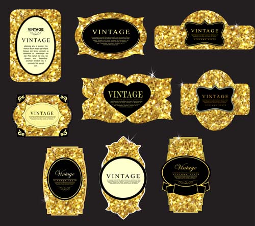 Shiny golden frame design vector set 03 shiny golden frame design   