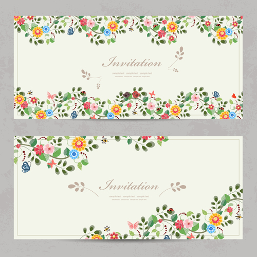 Vintage flower Invitation cards vectors 02 vintage invitation cards invitation flower   