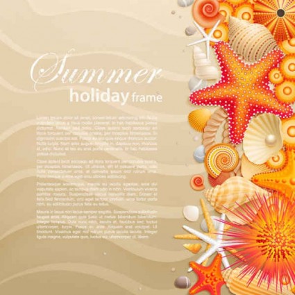 Seashells starfish with summer backgrounds vector 01 summer starfish seashells backgrounds   