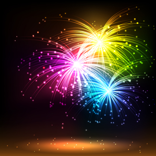 Multicolor Fireworks holiday vector 04 Works multicolor holiday Fireworks   