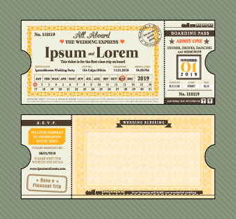 Ship Ticket design vector set 01 ticket ship   