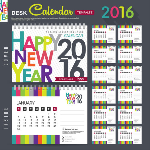 2016 New year desk calendar vector material 94 year new material desk calendar 2016   