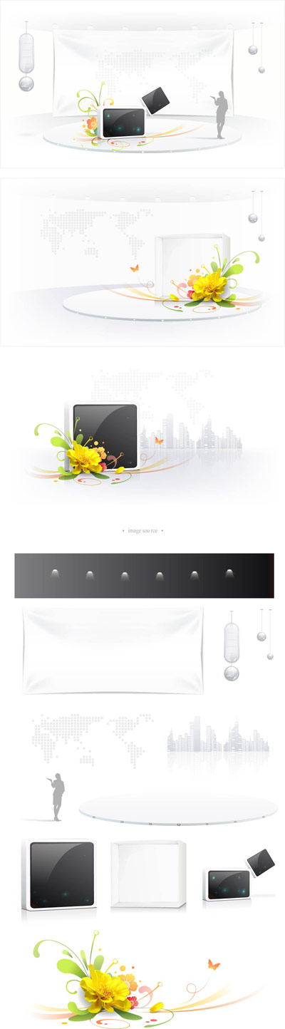 Business space design elements world TV screen television spotlights silhouette screen ornaments map of infographics Many-storied buildings infographicssense of space infographics flowers display decoration cube colorful calico butterflies announcement   