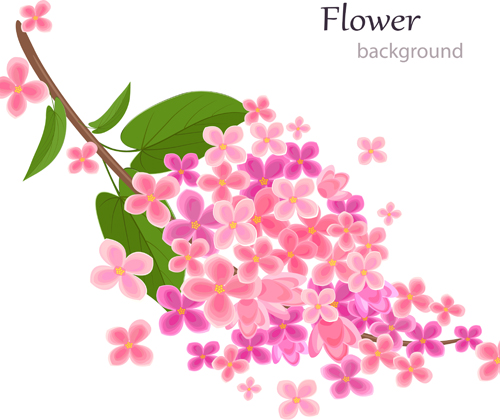 Gree leaf with pink flower background vector 02 pink flower background flower background vector background   