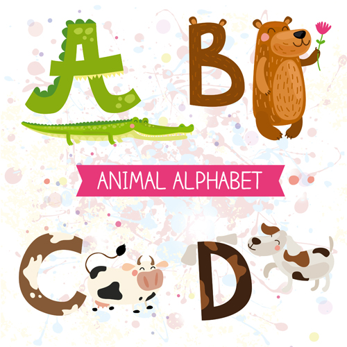 Cartoon animal alphabets deisng vector set 01 cartoon Animal alphabets   