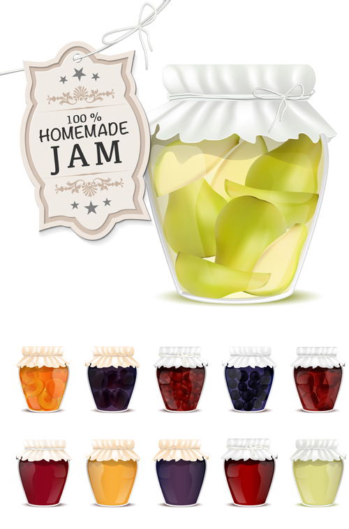 Fresh jam with Jar and fruits vector 14 with jar jam fruits fresh   