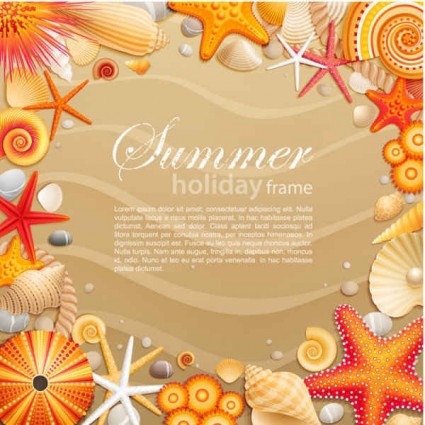 Seashells starfish with summer backgrounds vector 02 summer starfish seashells backgrounds   