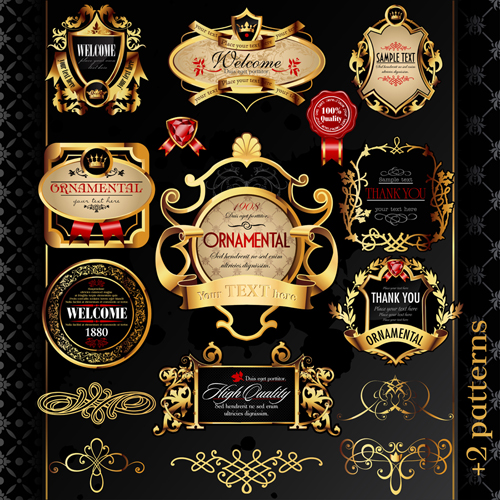 Set of Luxury golden label design vector 03 luxury labels label golden   