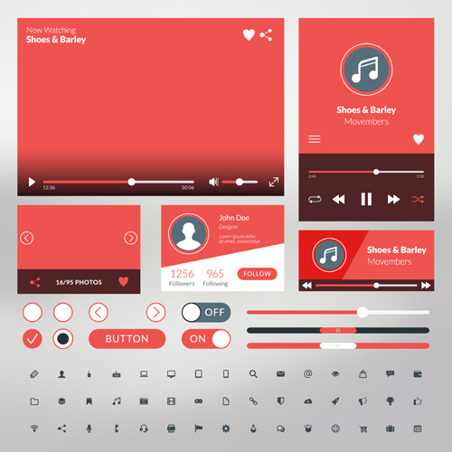 Mobile flat UI kit vector design 02 mobile flat design   