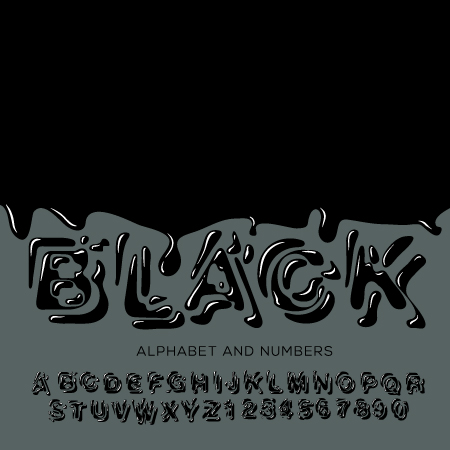 Black paint alphabet and numbers vector paint numbers black alphabet   