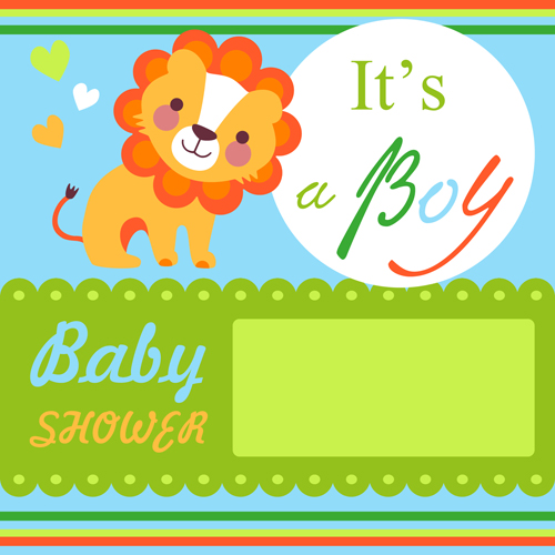 Cartoon Lion with baby card vector lion cartoon card   
