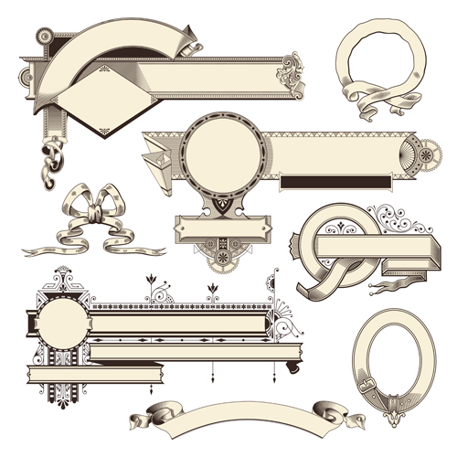 Vintage headpieces and scrolls vector vintage scrolls headpieces   