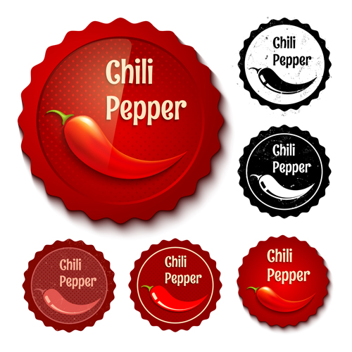 Chili retro labels vector material Retro font labels chili   