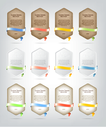 Bright banners with colorful ribbon vector set 02 ribbon colorful banners banner   