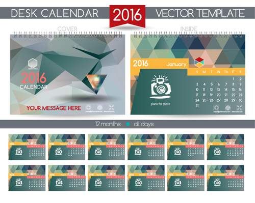 2016 New year desk calendar vector material 115   