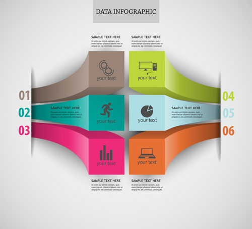 Set of 3d effect Infographics elements vector 01 infographics elements effect   