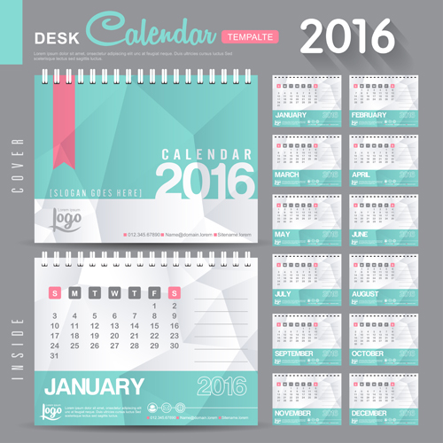 2016 New year desk calendar vector material 82 year new material desk calendar 2016   