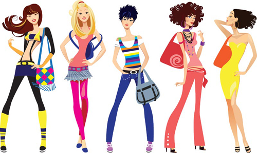 Vector fashion girls design elements set 18 fashion girls fashion elements   