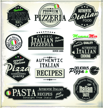 Pizza labels vector set 02 pizza labels label   