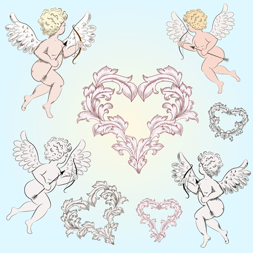 Valentine cupids design elements vector 02 Valentine elements element cupids   