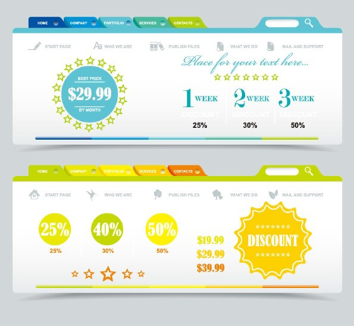 Sale website menu with banners UI vector   