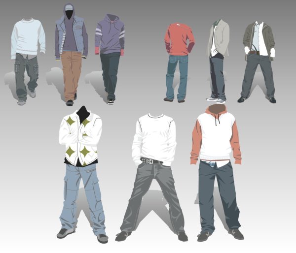 Men's Clothing design elements vector set   