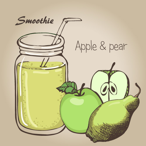 Smoothie fruits drink vector sketch material 02 smooth sketch fruits drink   