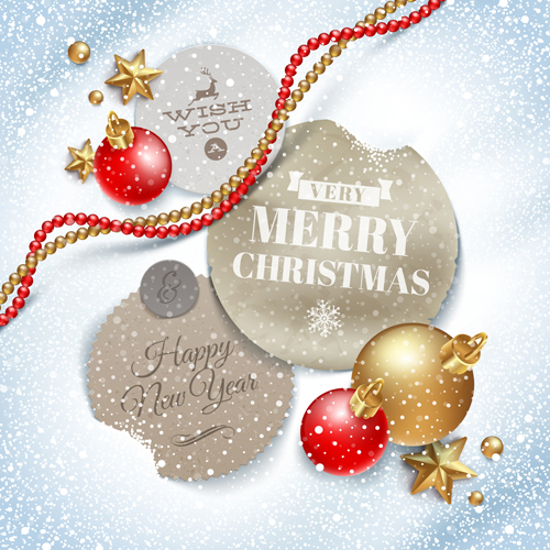 Christmas tags and baubles vector tags christmas baubles   