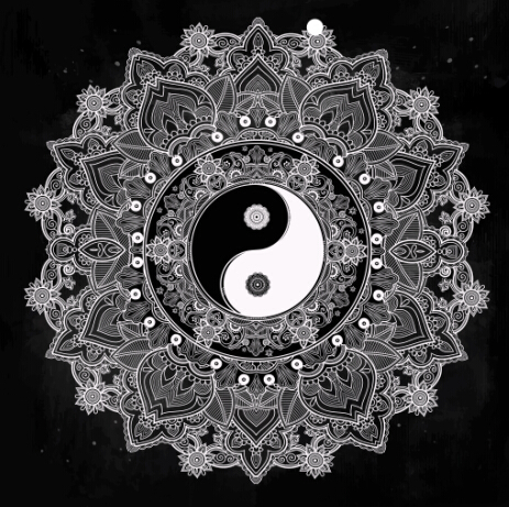 Yin and Yang with mandala patterns vector 07 Yin Yang patterns Mandala   